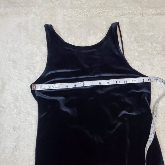 VTG Roberta Black Velvet Minimalist Goth Prom Witchy Maxi Slip Dress Women Small - Picture 3 of 7